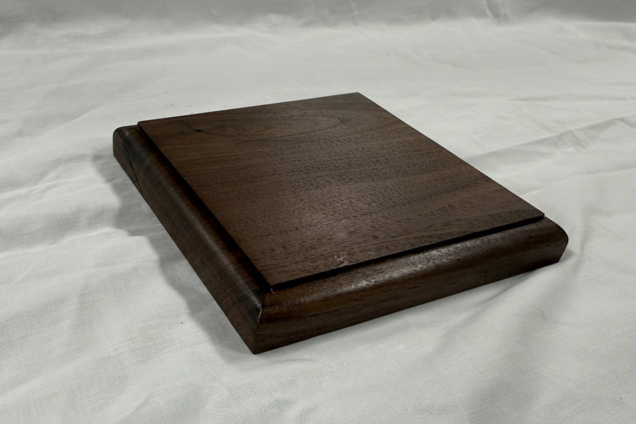 black walnut half round with recess handmade UK