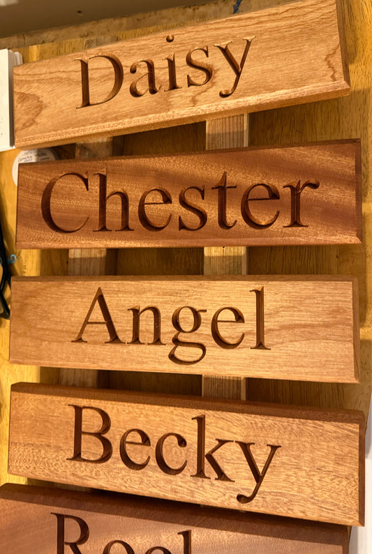 Personalised wooden stable sign engraved with horse name