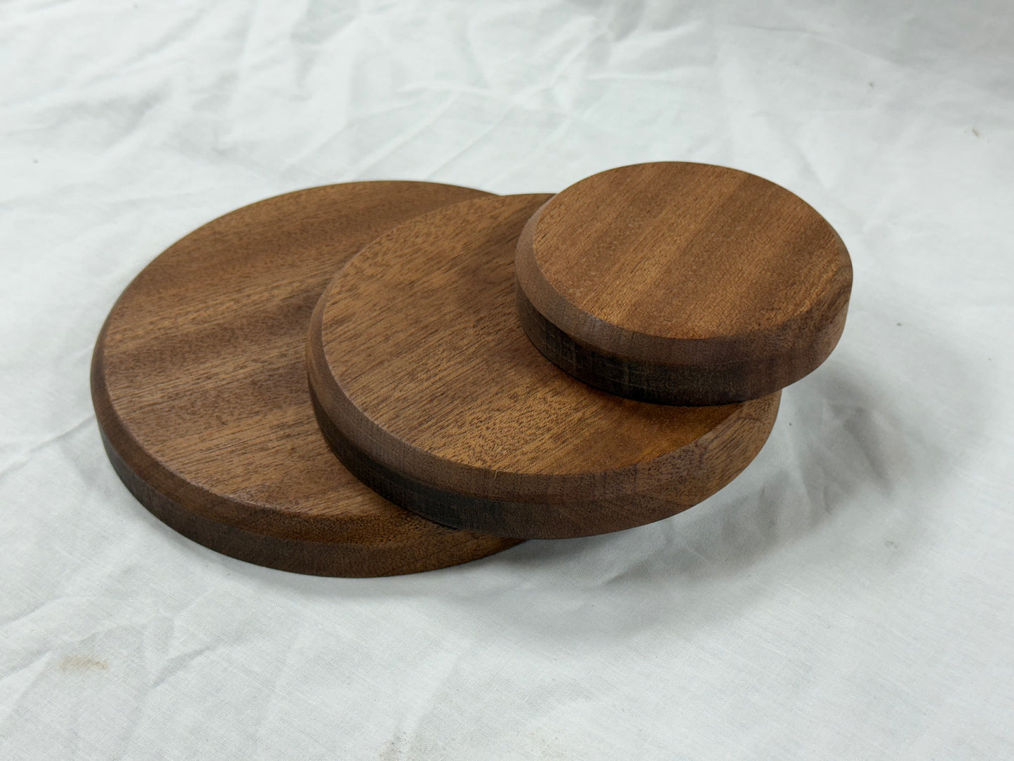 Solid sapele mahogany circular plinth display base UK