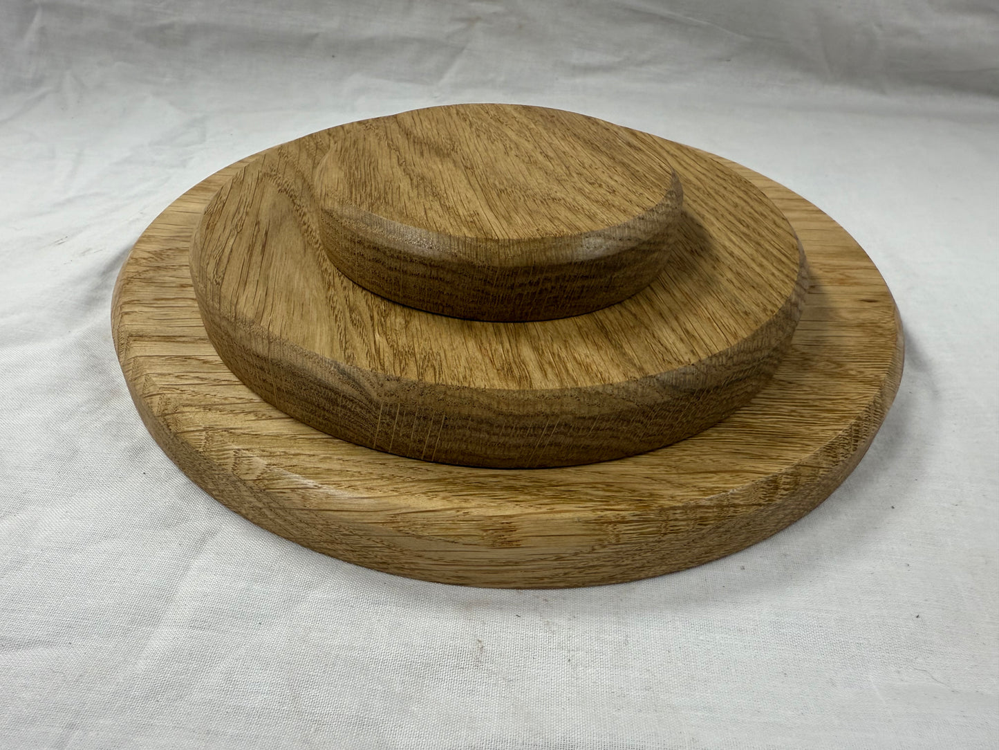 Circular solid oak plinths/plaques