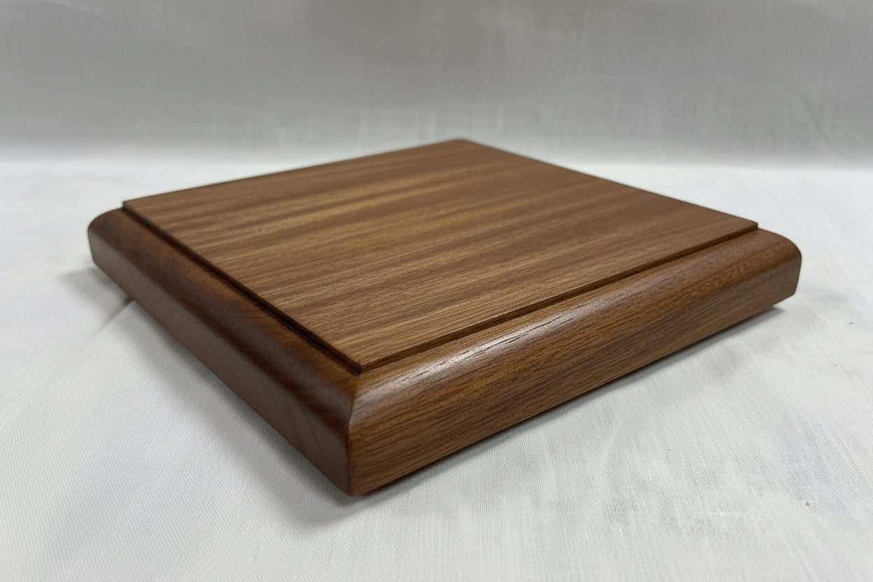 Solid mahogany display plinth with half round with recess chamfer edge UK