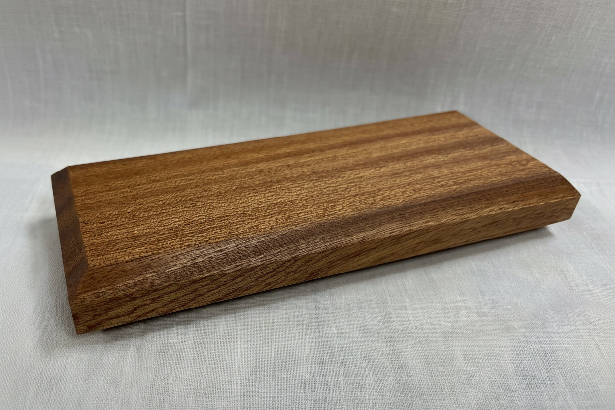 Solid mahogany display plinth with 45 degree chamfer edge UK