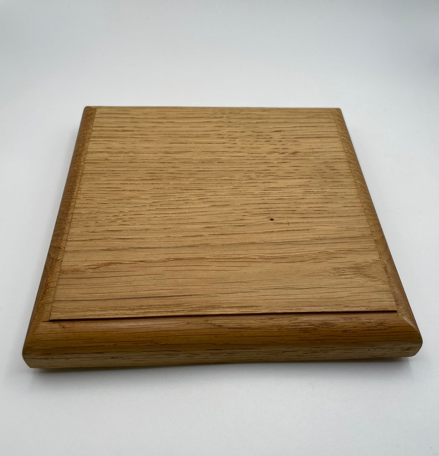 Solid oak display plinth with recessed edge UK handmade wooden trophy and model base