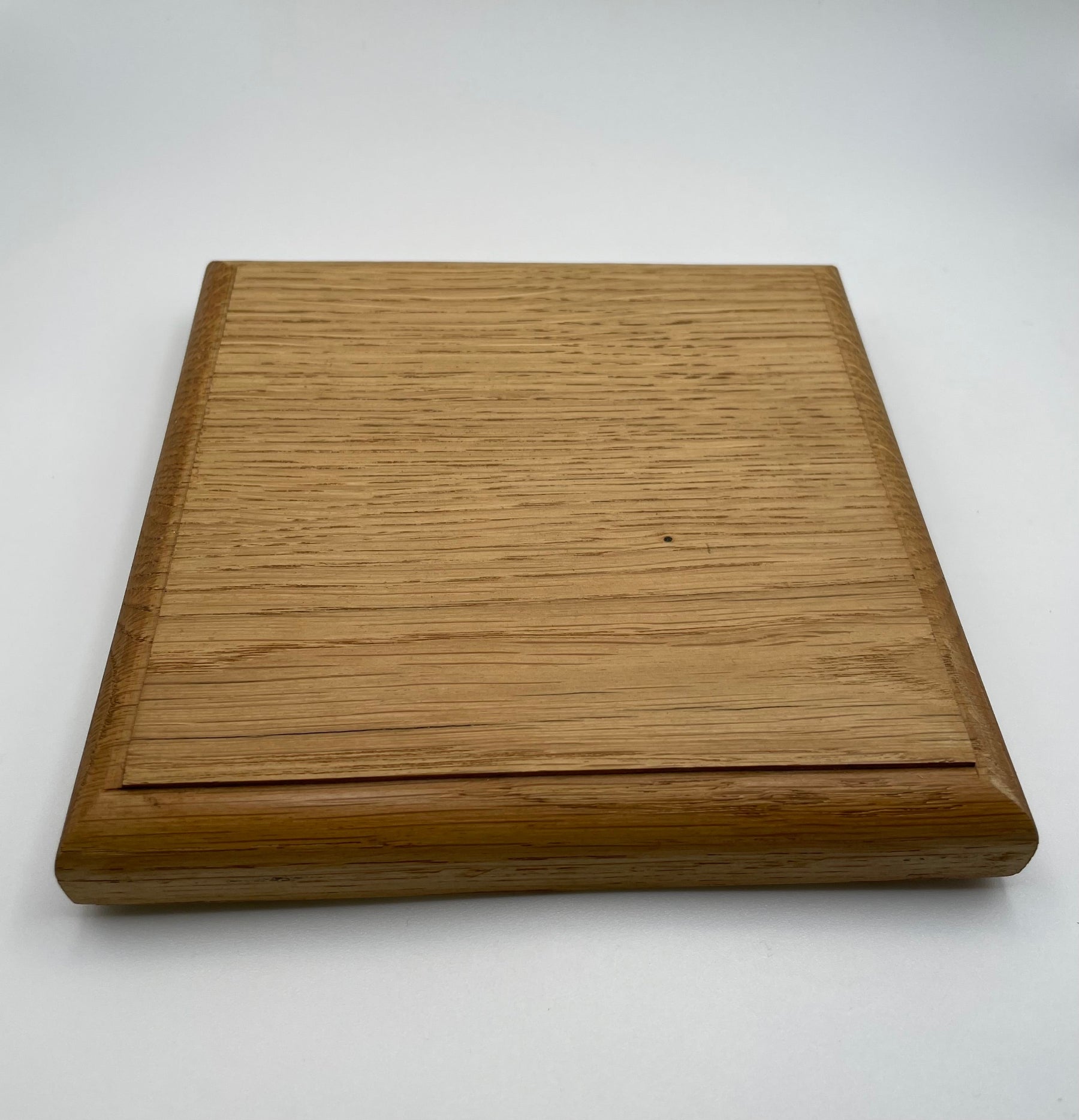 Solid oak display plinth with recessed edge UK handmade wooden trophy and model base